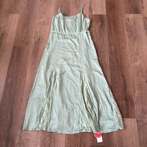 Cider Green Satin Lace Trim Maxi Dress - Size XL - NWT
